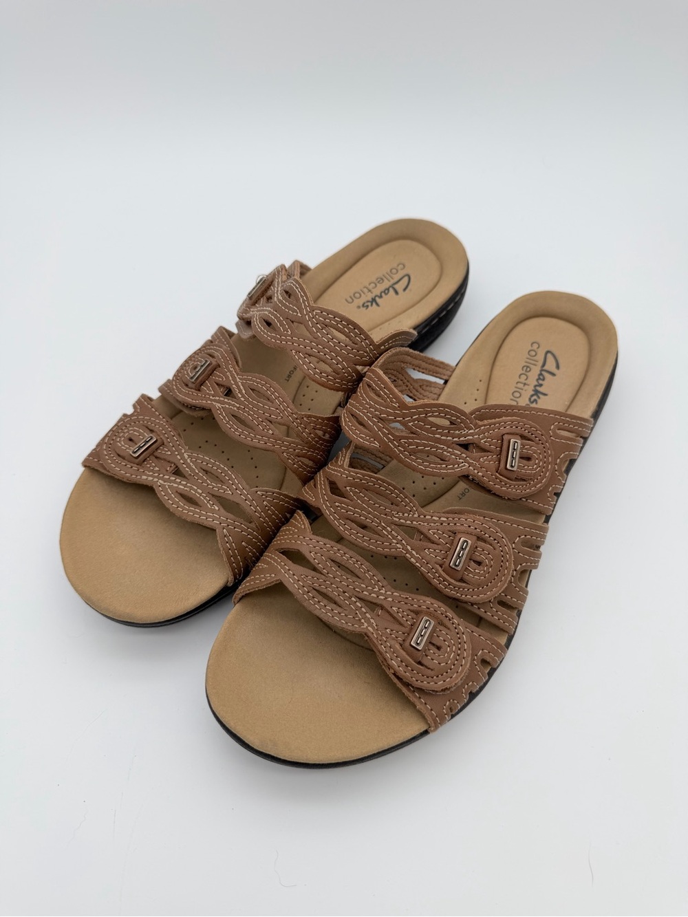 Clarks Laurieann Ruby Tan Leather Sandals – Women’s 8.5 M